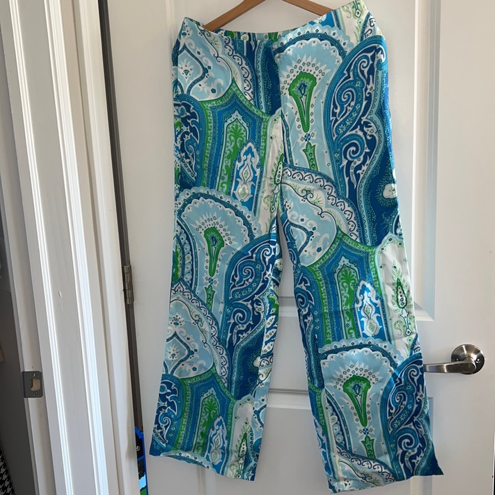 J. McLaughlin NWT: 100% Silk Martine Moroccan Paisley Wide-leg Pants Size 8